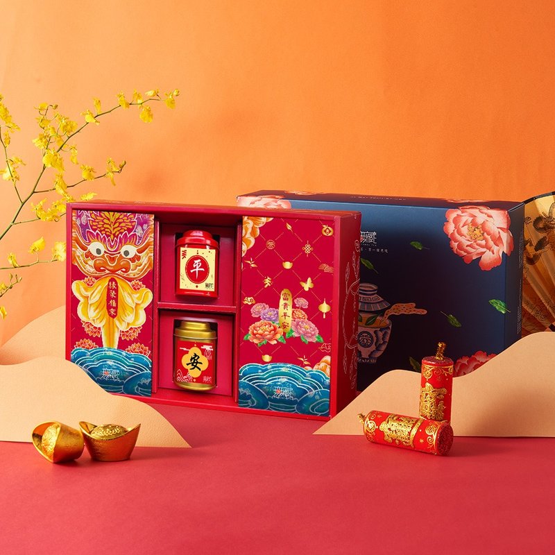 N2 [Wuzang] New Year and Spring Festival Charity Comprehensive Tea and Food Festive Gift Box [Ping An] (2 teas + 2 cakes) - Snacks - Fresh Ingredients Multicolor