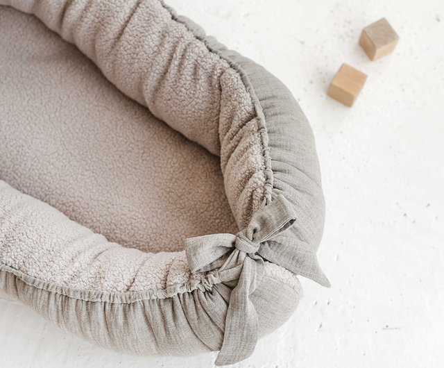 Soft Linen Handmade Baby Nest - Premium Quality & Comfort, Beige