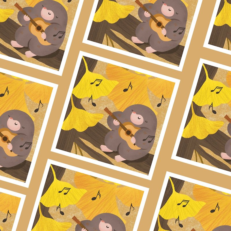 Illustration postcard-Ginkgo guitar hair [Mole Amao] - การ์ด/โปสการ์ด - กระดาษ 