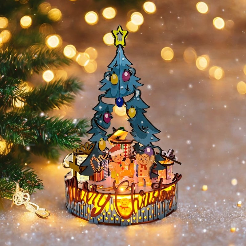TeamGreen 3D木拼圖 | 聖誕氣氛燈(薑餅人的快樂聖誕) | 節日裝飾 - 拼圖 - 木頭 