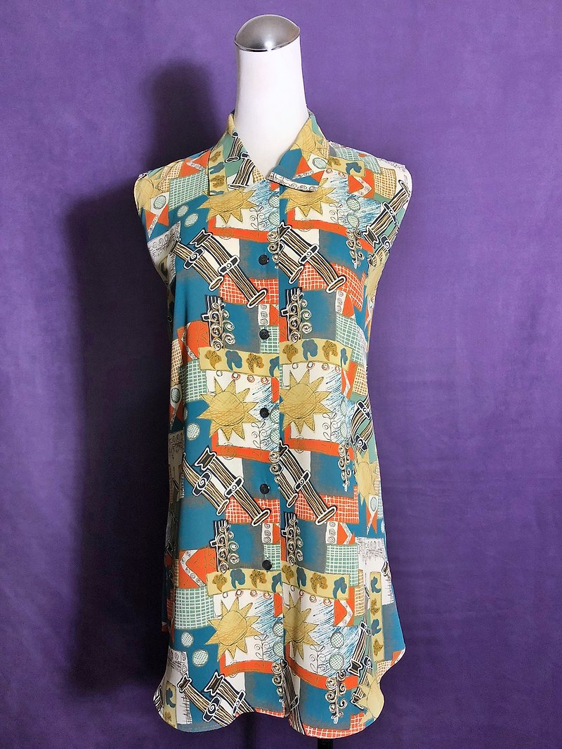 Graffiti long sleeveless vintage shirt / brought back to VINTAGE abroad - Women's Shirts - Polyester Multicolor