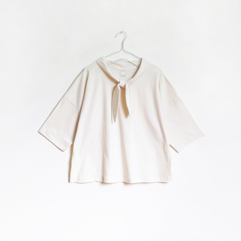 sailor collar t-shirt (natural) - Women's T-Shirts - Cotton & Hemp White