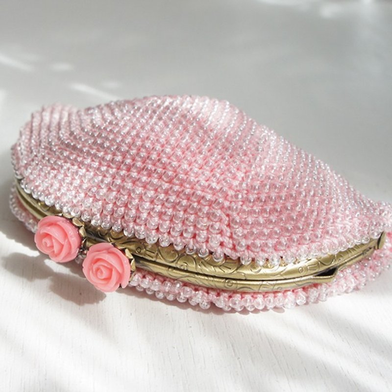 Ba-ba handmade Beads crochet pouch No. 751 - กระเป๋าเครื่องสำอาง - วัสดุอื่นๆ สึชมพู
