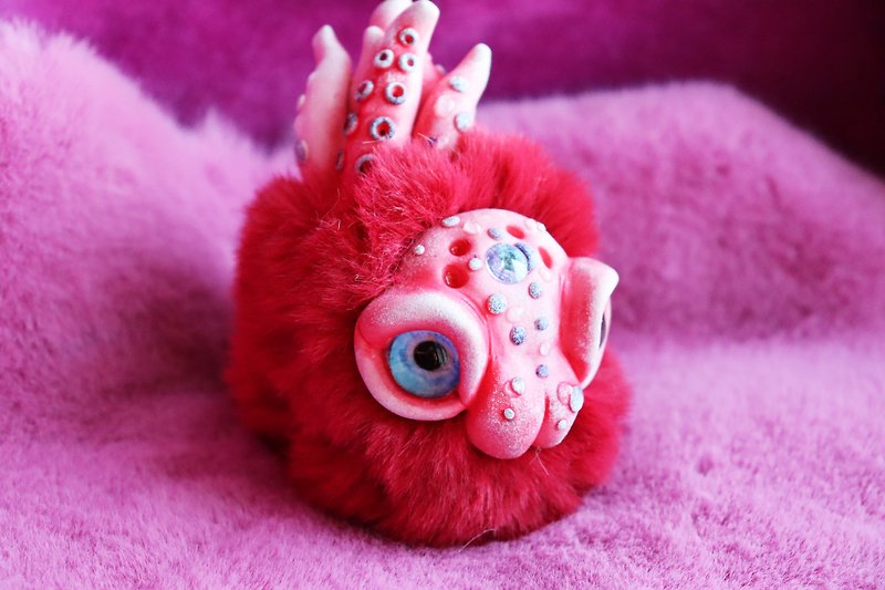 Fluffy Spider with Tentacles - Stuffed Dolls & Figurines - Eco-Friendly Materials Red