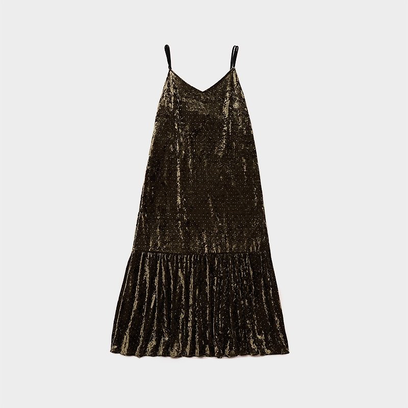 ベルベットストラップドレス - スカート - 紙 グリーン