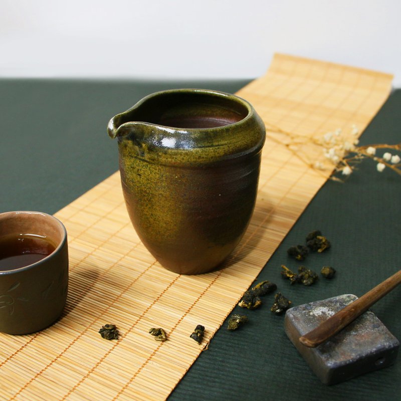 縮口茶海 新彩燒 柴燒陶器 手作作品| 茶具 禮物 收藏 陳威恩作品 - 茶壺/茶杯/茶具 - 陶 綠色
