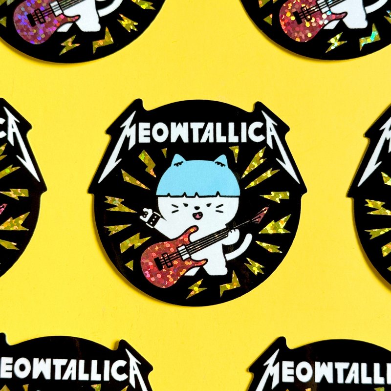 Glitter Sticker - Meowtallica - 貼紙 - 防水材質 