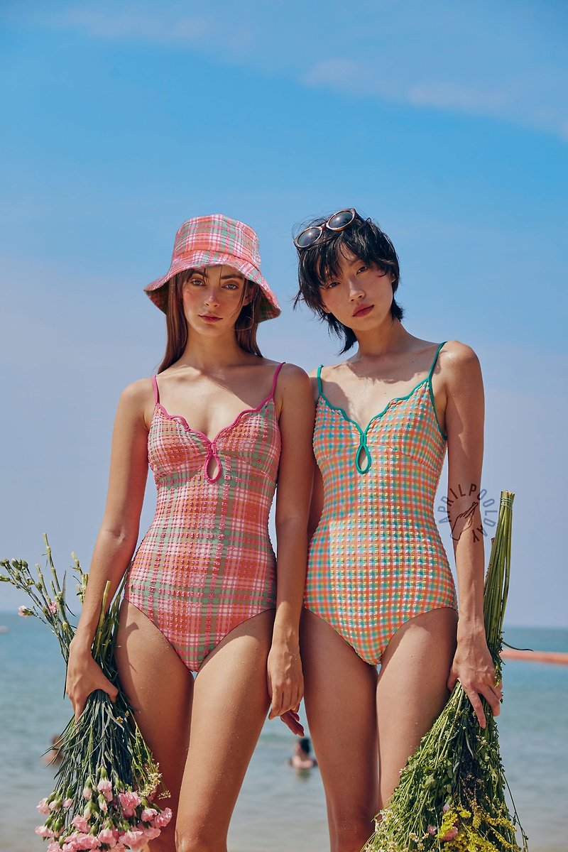 Aprilpoolday /  CLAUDIA'S FOREVER ONE / Electric Gingham - Women's Swimwear - Other Materials Multicolor