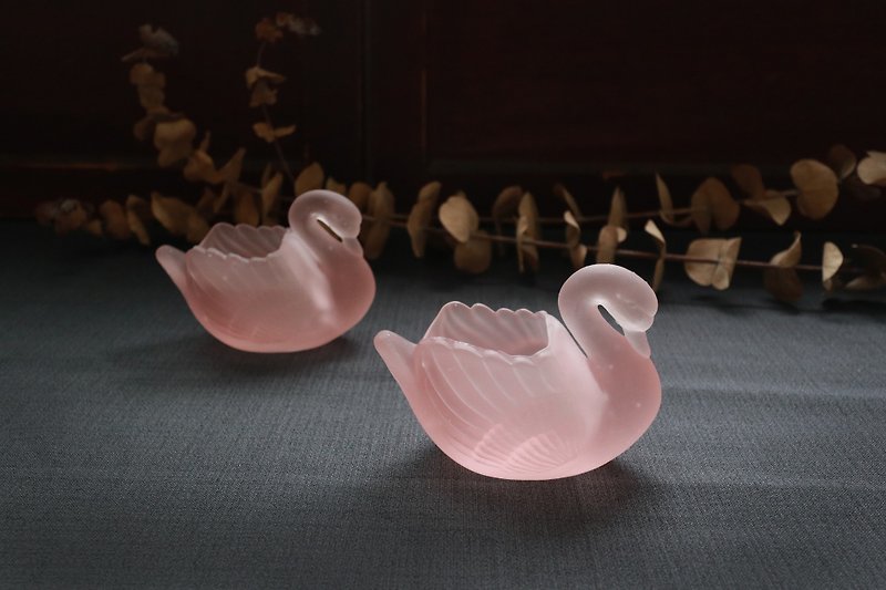 早期粉色天鵝果叉皿 (舊物/老件/玻璃/盆器/裝飾/擺飾) - 擺飾/家飾品 - 玻璃 粉紅色