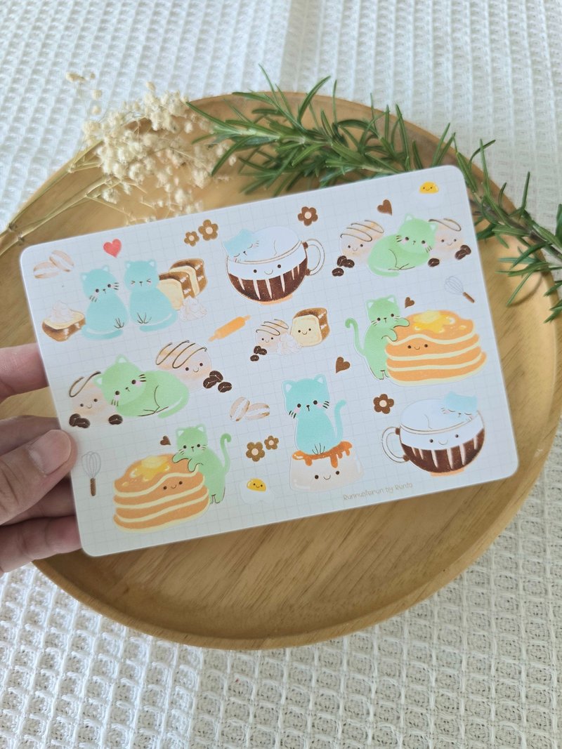 Sticker sheet with cat and sweets design - 貼紙 - 紙 多色