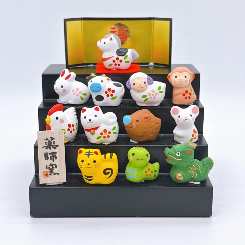【福運生肖】日本彩繪招福十二生肖 段飾 - 擺飾/家飾品 - 瓷 白色