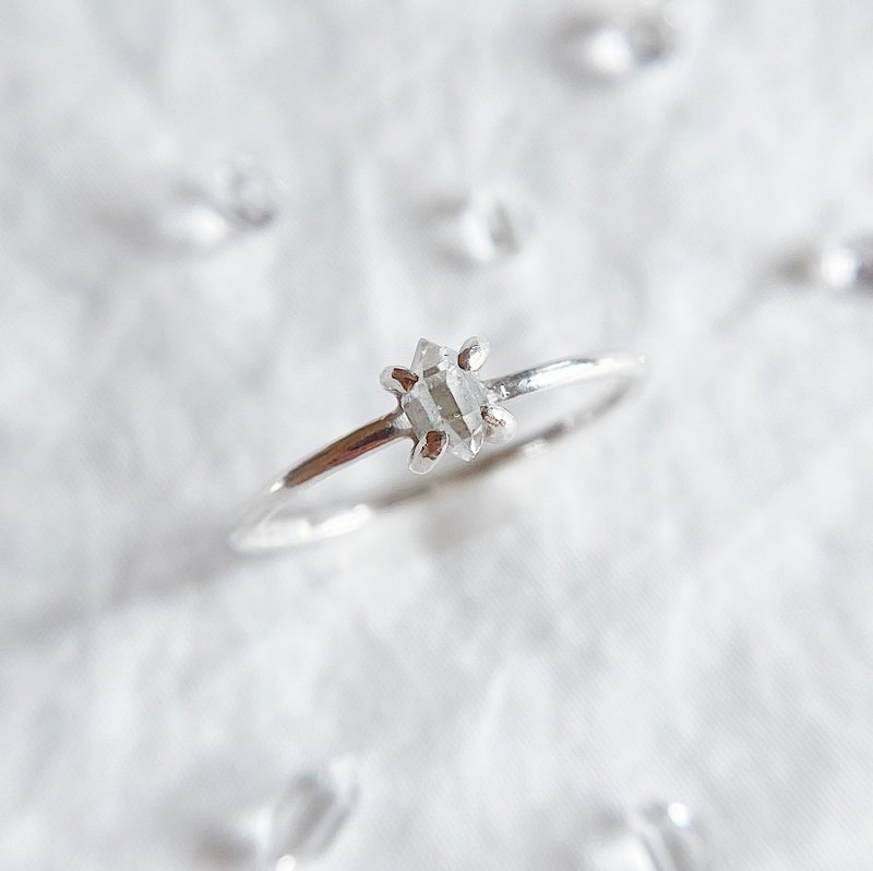 閃靈鑽 925 純銀戒指 herkimer diamond - 戒指 - 純銀 銀色