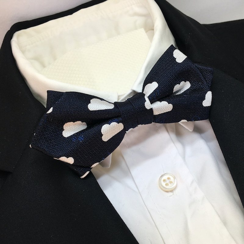 Cloud bowtie  clouds wether butterfly Navy - 煲呔 - 絲．絹 藍色