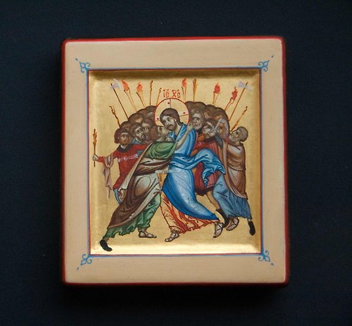 Orthodox small icons hand painted orthodox christian Jesus Christ icon The Kiss of Judas miniature