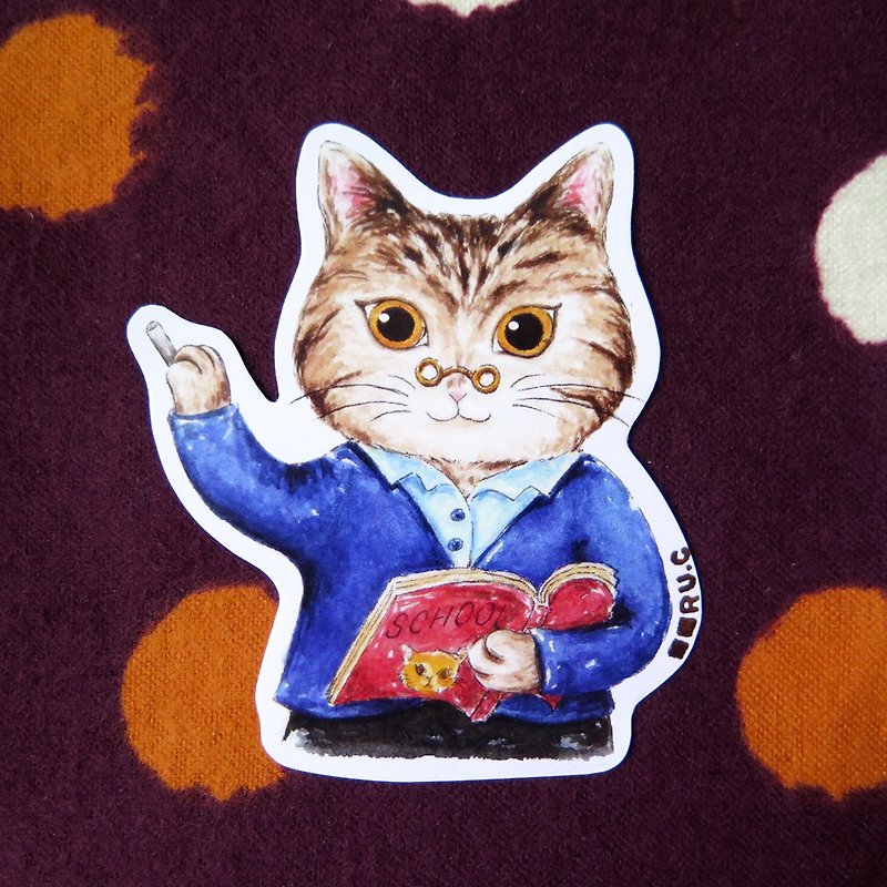 私のボランティア：先生の猫のステッカー - シール - 紙 多色