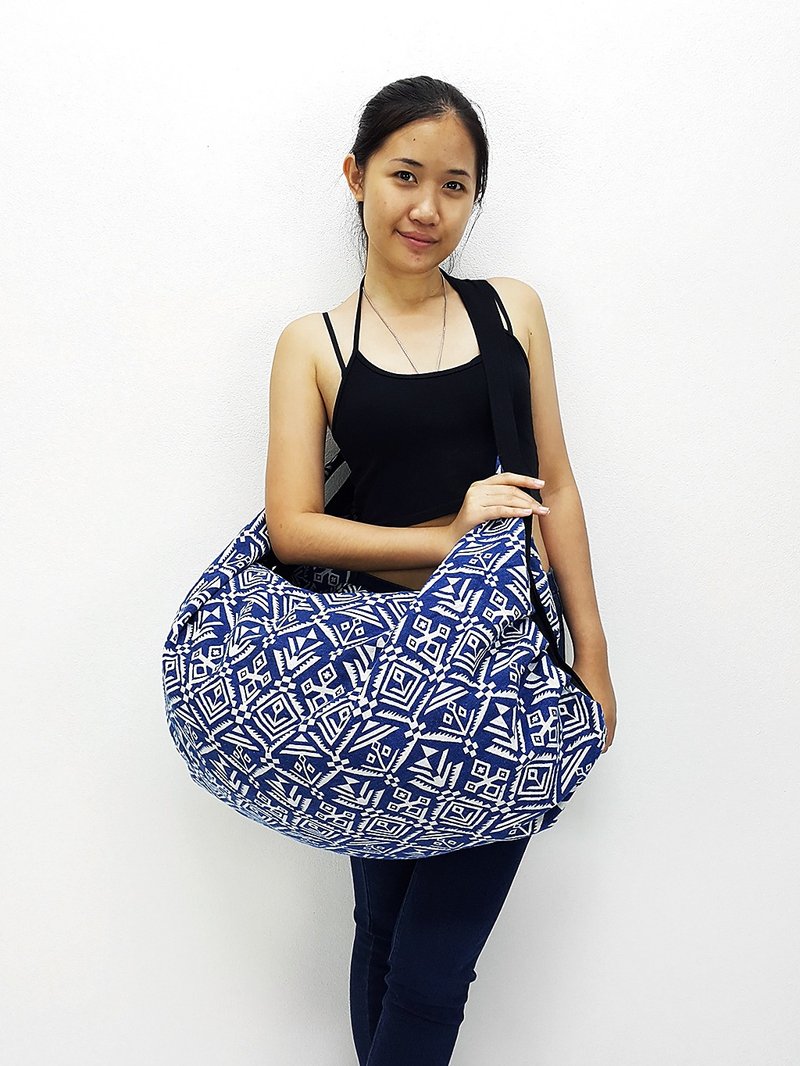 Cotton Bag Backpack Hobo bag boat shape bag Shoulder bag Crossbody Bag - 其他 - 棉．麻 藍色