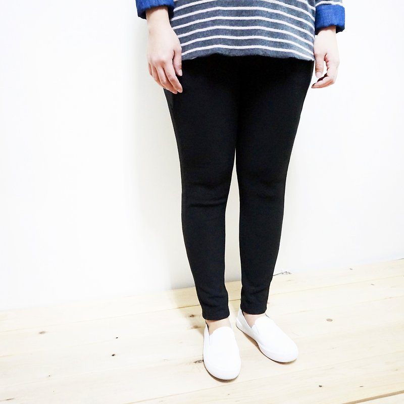 Wu Qi [MIT] within eight 〇x cotton leggings (black) in the high elastic sanding - Women's Pants - Cotton & Hemp Black