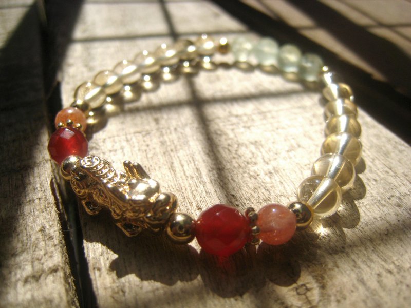 [November Stone] Pixiu [Citrine Bracelet] Crystal Bracelet Chinese Style - Bracelets - Crystal Yellow