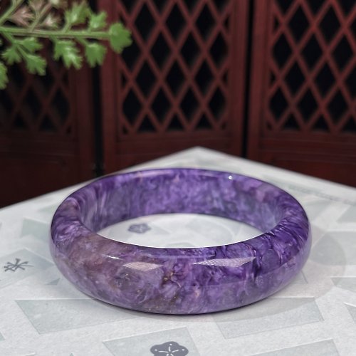 WANZAMGOK 紫龍晶手鐲56MM 玉化爆晶查羅石手環 艷麗優雅 雍容華貴 提升氣質