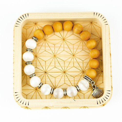 Hoshino Jewelry Kan 七輪調和手串/檜木石膏石/天然/水晶手鏈/能量石/原生態102114