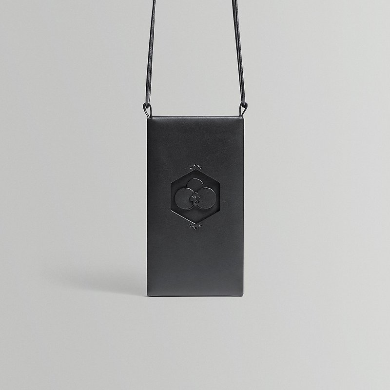 Embossed series orchid black mobile phone bag - Messenger Bags & Sling Bags - Genuine Leather 