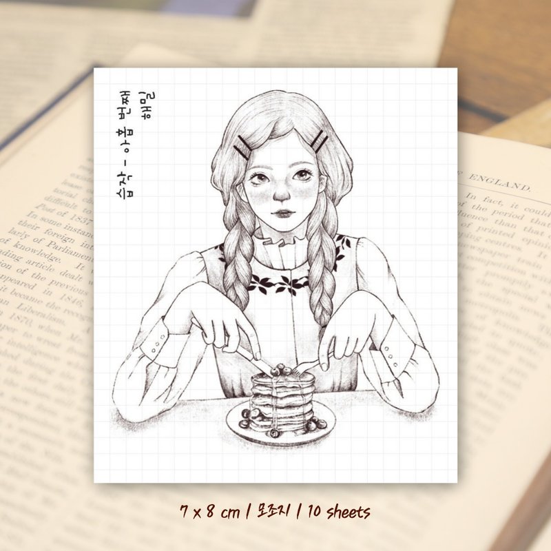 drawing study ver9 (hamil) Vintage Girl Lady Character Sticker - 貼紙 - 紙 黑色