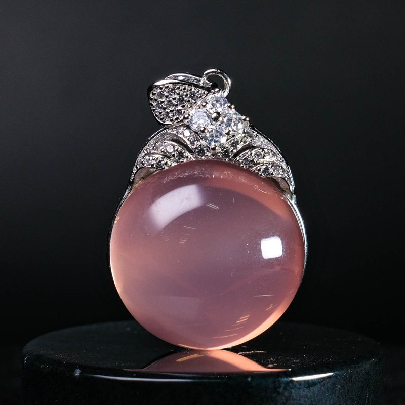 TBF - 天然 頂級 星光 粉晶 唯美鑲鑽 項鍊 墜飾 項墜 水晶飾品 - 項鍊 - 水晶 