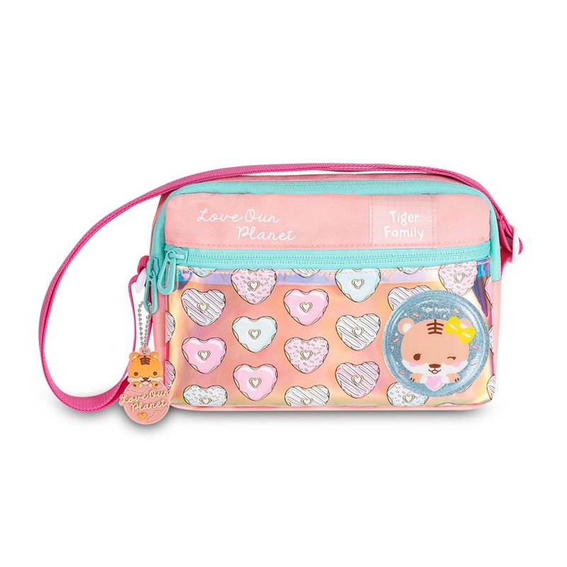 Tiger Family FunTime Lightweight Crossbody Bag - Tiger Girl Donuts - กระเป๋าแมสเซนเจอร์ - เส้นใยสังเคราะห์ สึชมพู