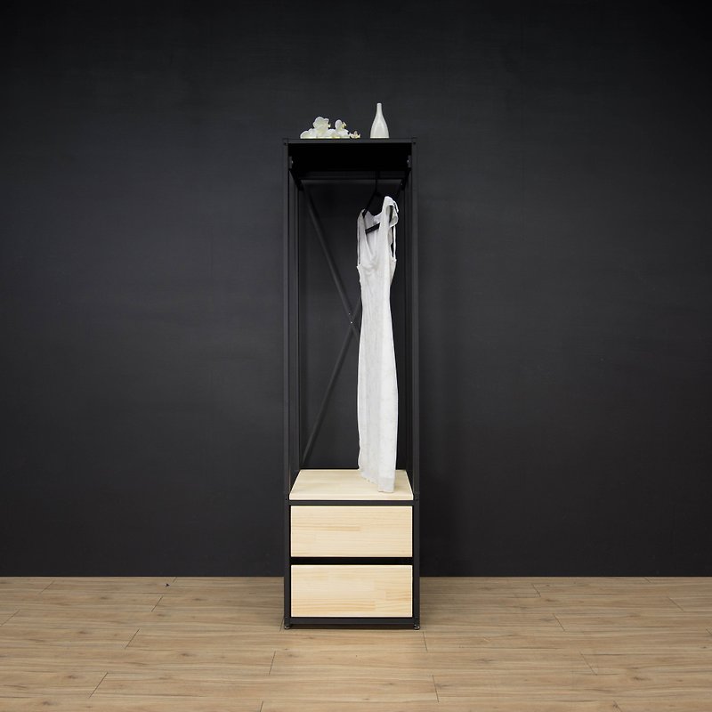 Creesor-Shido 40 Industrial Style Cabinet Wardrobe - Wardrobes & Shoe Cabinets - Other Metals Black