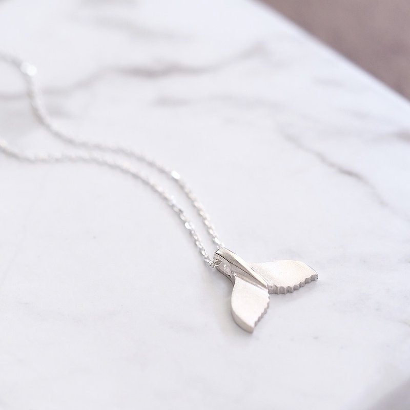 Whale Tail Necklace Silver 925 - สร้อยคอ - โลหะ สีเทา