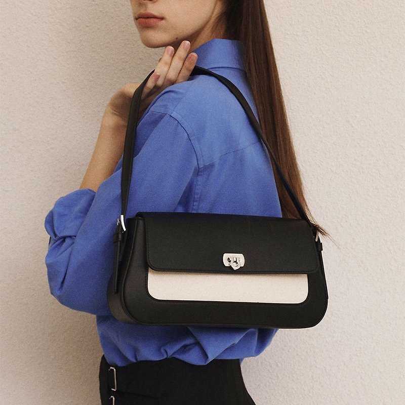 MUR Korean Martin Vegan Leather Bag  (Canvas Black) - กระเป๋าแมสเซนเจอร์ - วัสดุอีโค 