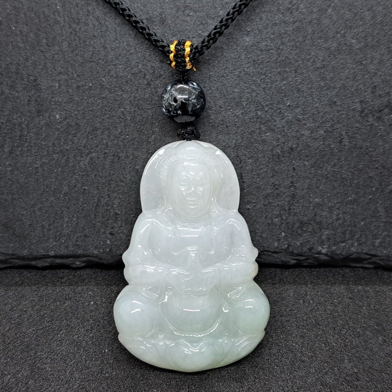 White jade green jade vase Guanyin Bodhisattva necklace | Natural Burmese jade jade A goods | Gifts - Necklaces - Jade Multicolor