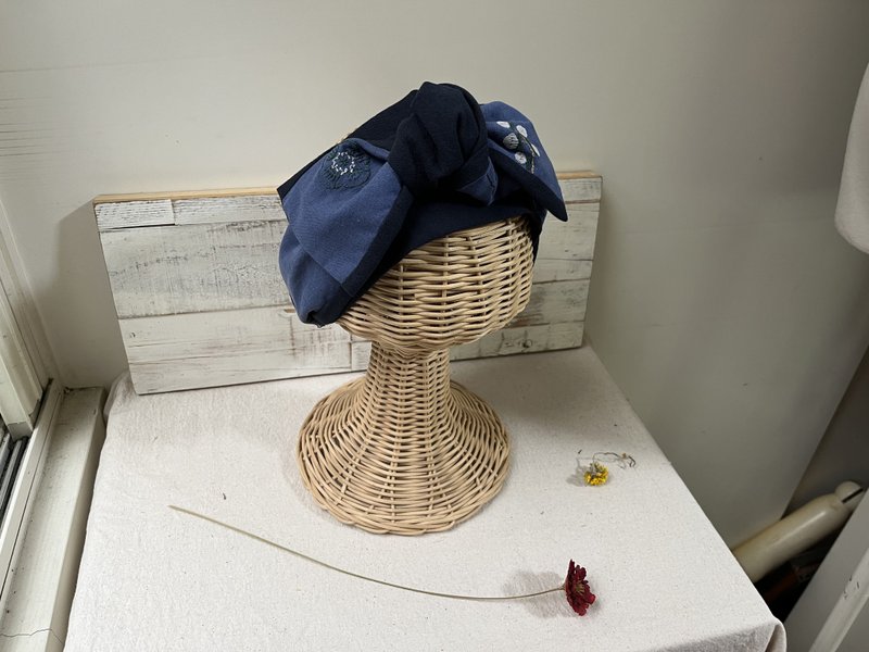 刺繡花草-日式綁帶髮帶ヘアバンド - 髮箍/髮帶 - 棉．麻 