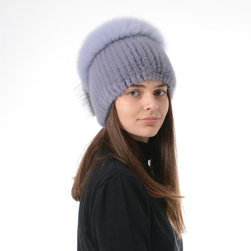 Fur Mink Hat For Women Winter Warm Real Fur Fox Mink Caps - Hats & Caps - Wool Multicolor