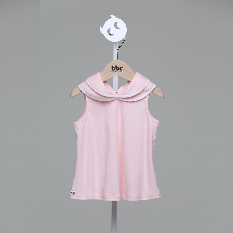 Three-dimensional double collar blouse (blue/powder) - Other - Cotton & Hemp Pink
