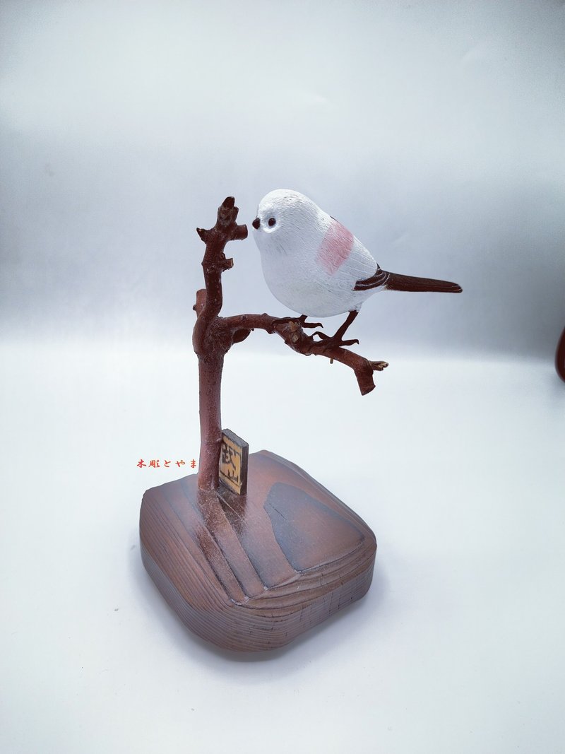 Wood bird carving Long-tailed tit (single) - Items for Display - Wood White