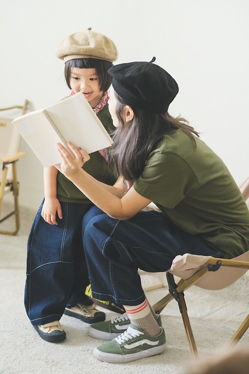 小我私服 ALLGENDER 親子系列 日系棉花柔柔短袖上衣 - 3色-軍綠