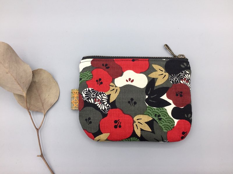 Ping An Xiao Le Bao - Huanhua Garden, double-sided two-color wallet - Wallets - Cotton & Hemp Black