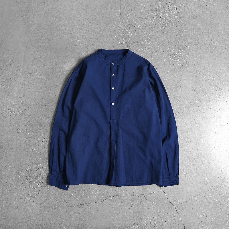 Vintage Bulgaria Pullover Shirt - เสื้อเชิ้ตผู้หญิง - ผ้าฝ้าย/ผ้าลินิน สีน้ำเงิน