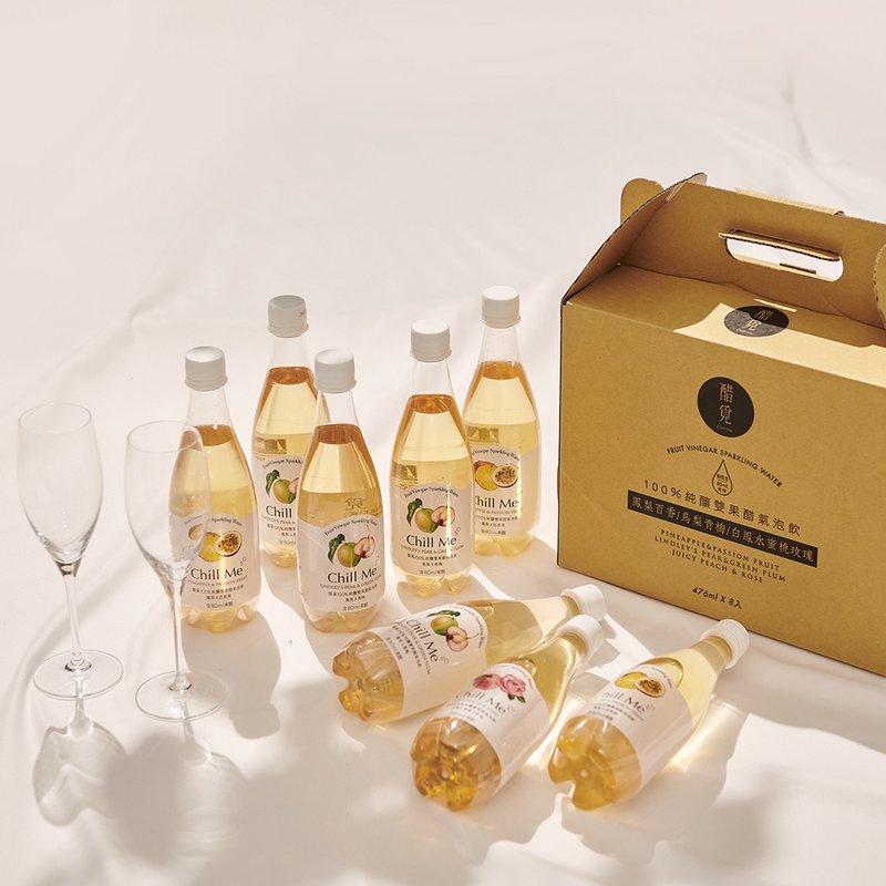 宅配專區【綜合口味】純釀雙果醋氣泡飲 8入(476ml) *效期6月到期 - 醋/水果醋 - 其他材質 