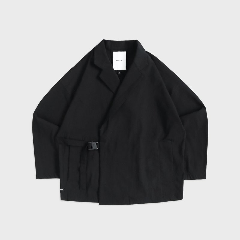 DYCTEAM - RAYON Nylon 微皺肌理紋機能_短版風衣外套 - 男夾克/外套 - 其他材質 黑色