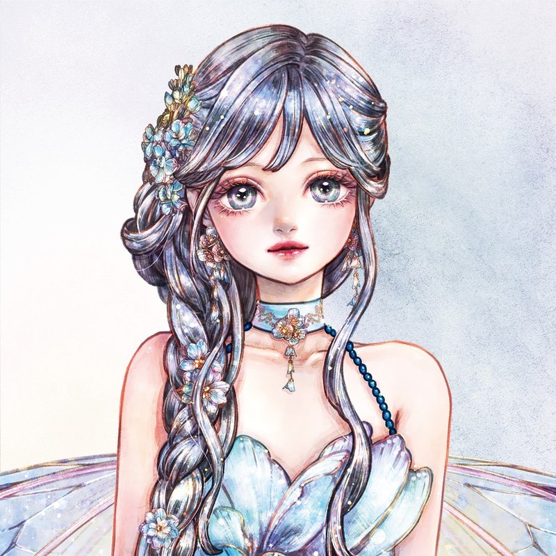 Delphinium Fairy Stickers (7color) - 貼紙 - 紙 