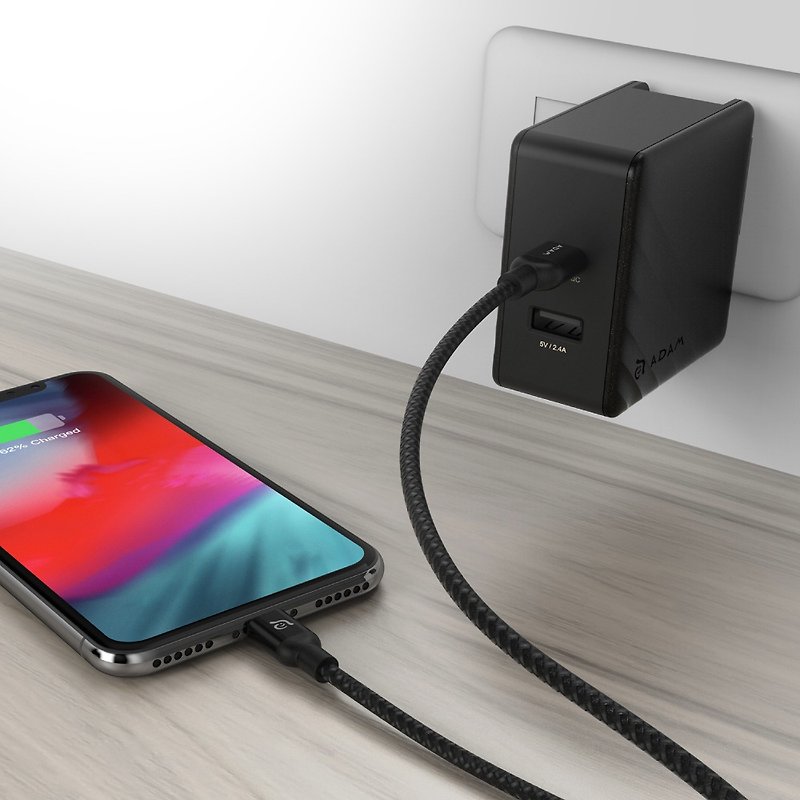 ADAM sub-fruit element iOS fast charging group OMNIA P5 57W charger + C120B transmission line - Chargers & Cables - Plastic Black