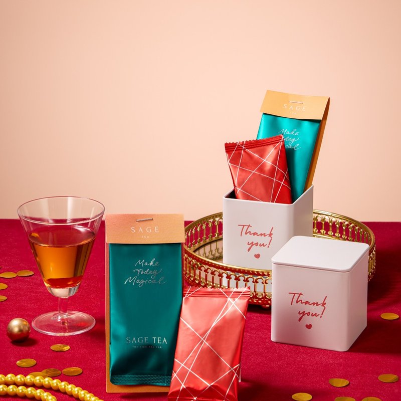 【Wedding Favors Wedding Gifts】Sage Tea Cookies / Herbal Tea Bags in Small Square Tin 1+1 - Handmade Cookies - Other Materials 