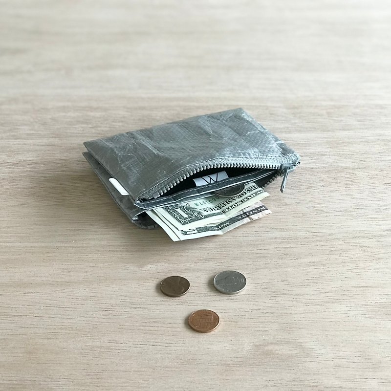 silver [mini wallet] Ultra-lightweight polyethylene material / unisex - กระเป๋าสตางค์ - ไนลอน สีเงิน