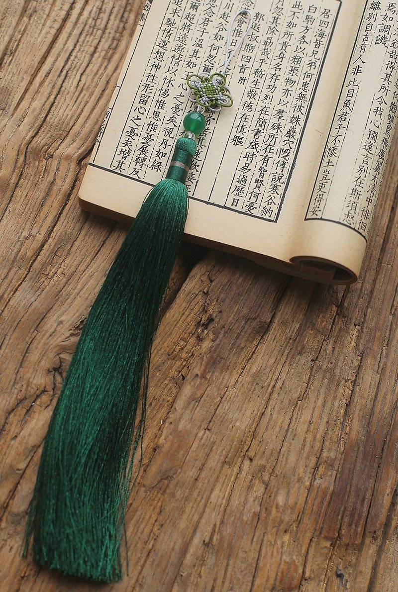 Hanfu Pendant Tea Dress Pendant Pressed Glass Green Green Agate - Lanyards & Straps - Semi-Precious Stones 