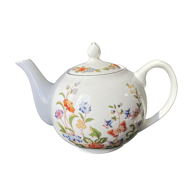 英國Aynsley 小屋花園 骨瓷茶壺1100ml - 茶壺/茶杯/茶具 - 瓷 白色
