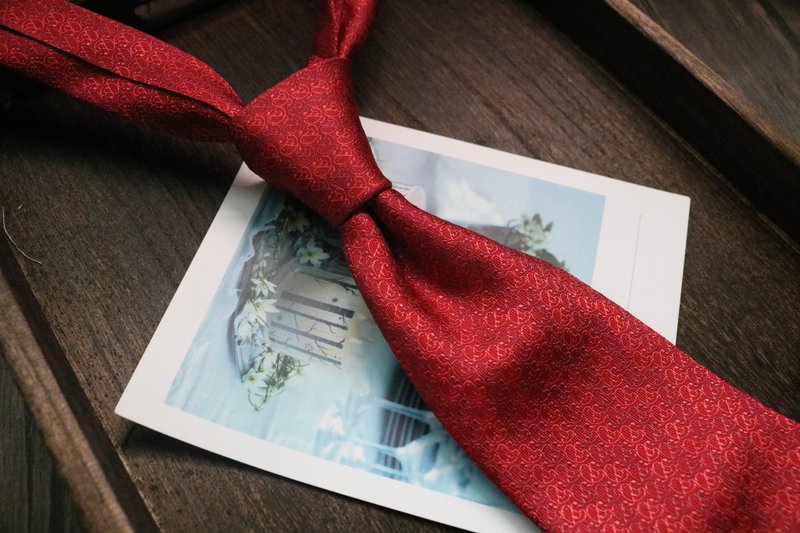 紅色蔓藤真絲領帶/商務百搭necktie - 領帶/領帶夾 - 絲．絹 紅色