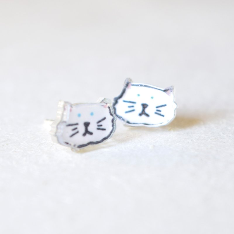 Cat Studs - Persian Earrings - Little Earrings - Cute Earrings - ต่างหู - อะคริลิค หลากหลายสี
