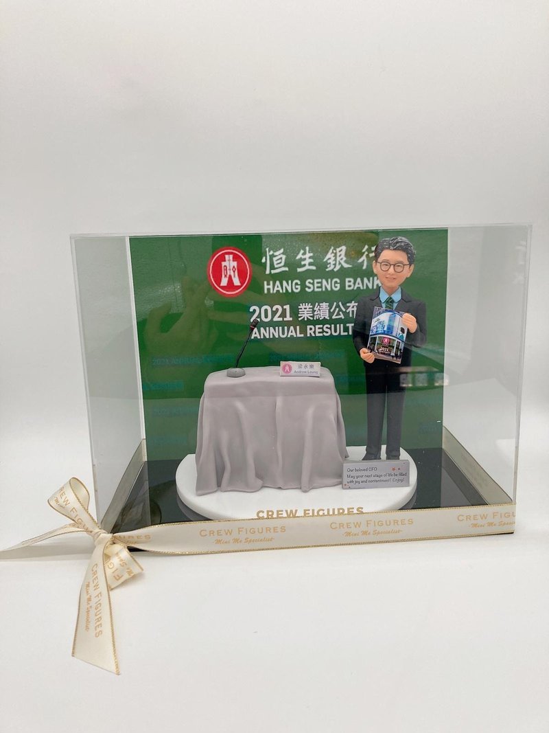 Hang Seng Bank results announcement scene, retired portrait doll, retirement gift for bank staff - Pottery & Glasswork - Pottery Multicolor